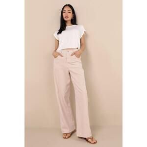 Lulus Lorissa Orange And White Striped Twill Pants - Size XS